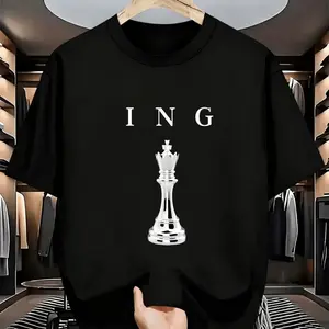 Cool Minimalist Men's T-Shirt Chess King Graphic Soft Cotton Fit Casual Wear For Everyday Gifts For Him