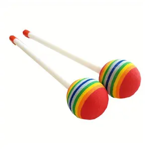 1 Pair Drum Sticks Rainbow Drumsticks Soft Foam Head Beat Percussion Mallets