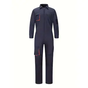 Men'S and Women'S Work Dungarees Site Blue Workshop Suit Work Trousers Suspenders Overalls Color Block Jumpsuit for Gardening, Post office, Car Repair Shop