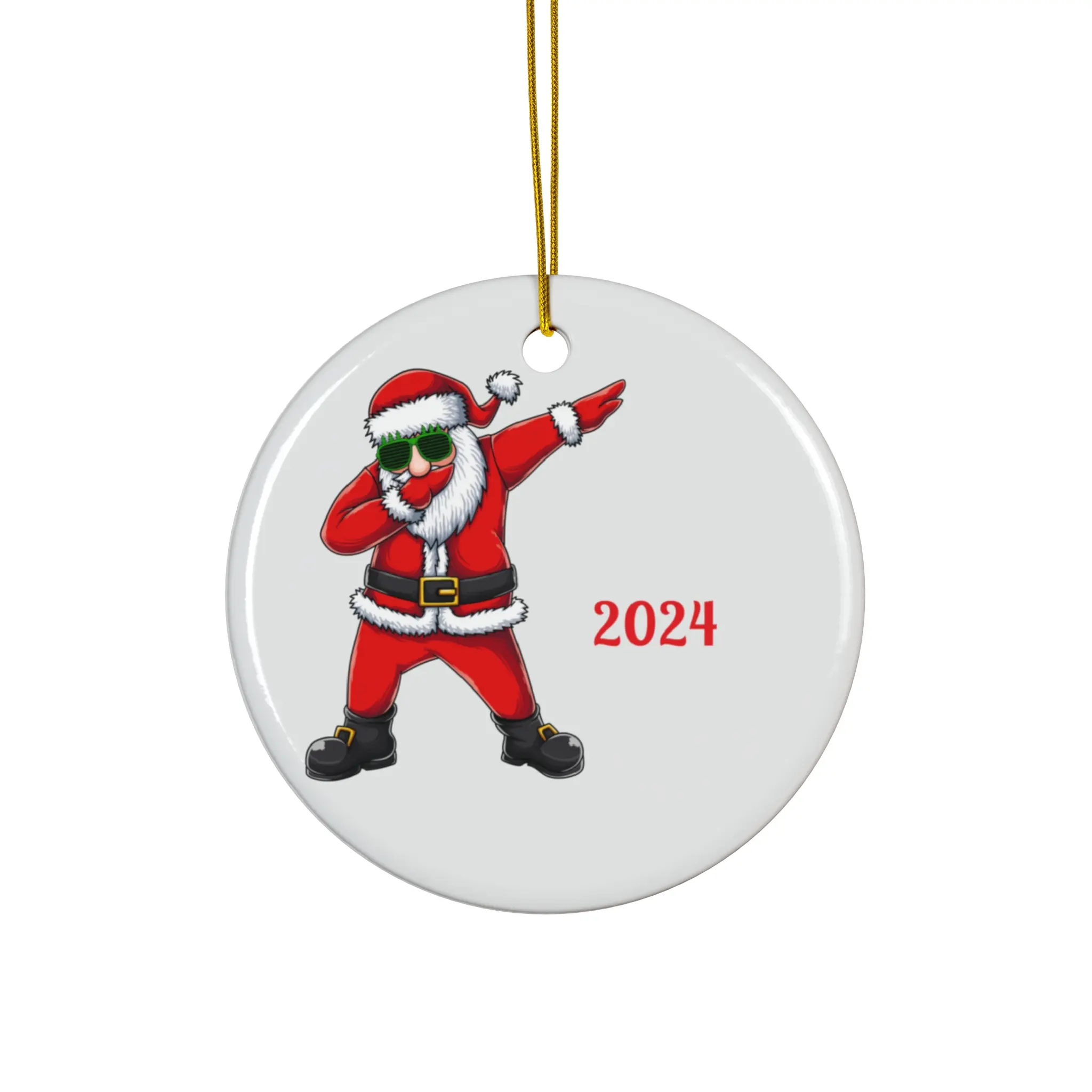 Dabbing Santa Ceramic Ornament, Holiday Decoration, Christmas Gift, 2024 Keepsake, Fun Tree Decor
