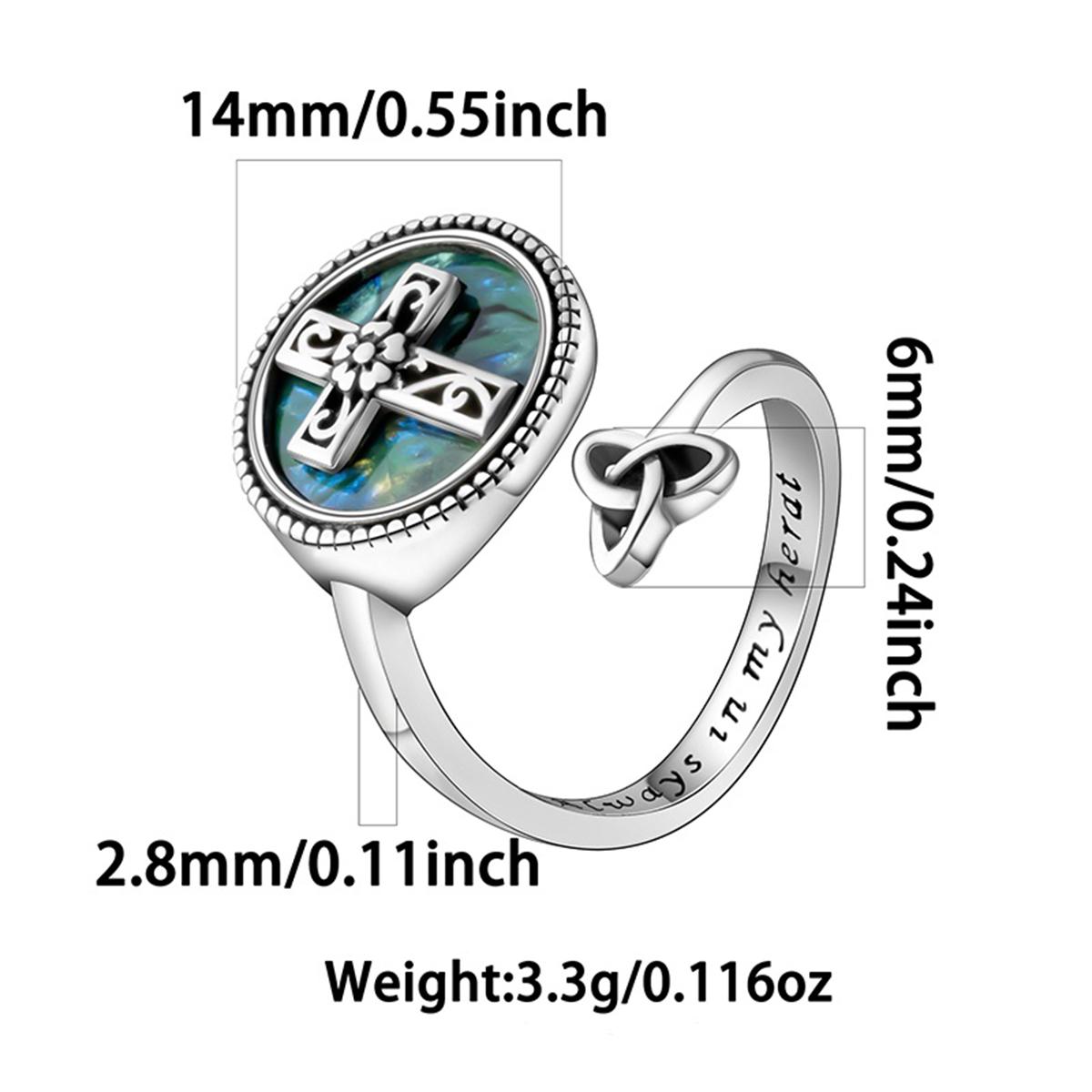 Irish-Inspired Rainbow Abalone Ring | S925 Silver, Adjustable