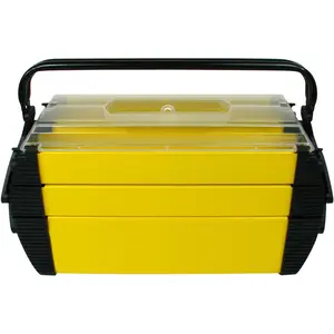 Portable Tool Box - Storage Compartments for Tools, , Crafting Supplies or Tackle by  - Cantilever Toolbox, 18"L x 11.8"W x 8.25"H, Black/Yellow