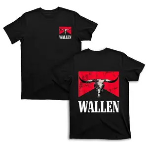 Cowboy Vintage Wallen Double Sided Printing T-Shirts, Vintage Graphic Round Neck Tee, Unisex Casual Tee, Classic Fabric