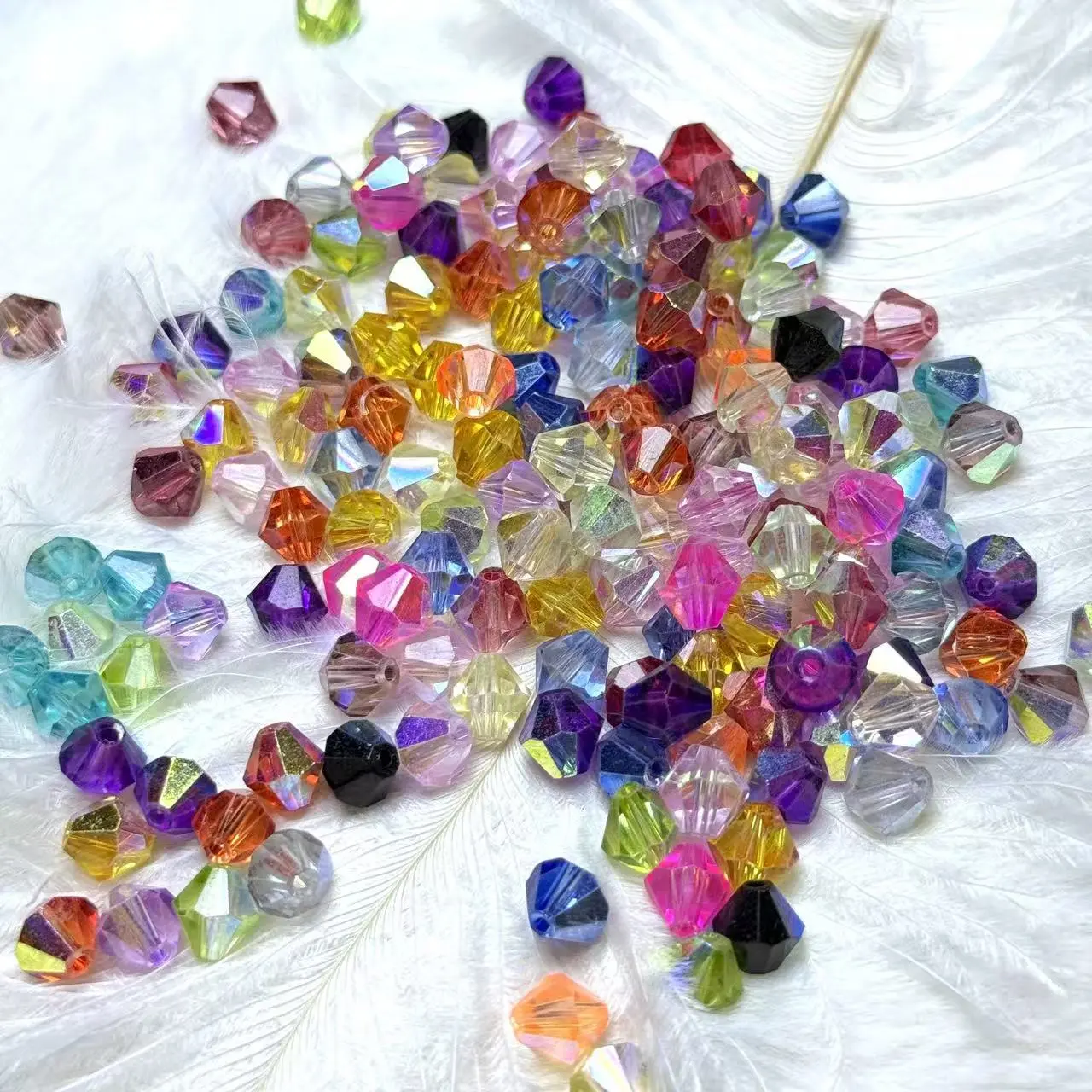 【A164】8mm Electroplated Bicon Glass Beads 30ML