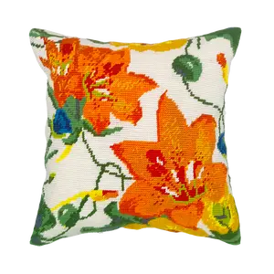 Needlepoint Pillow Kit - Trumpet Creeper-White