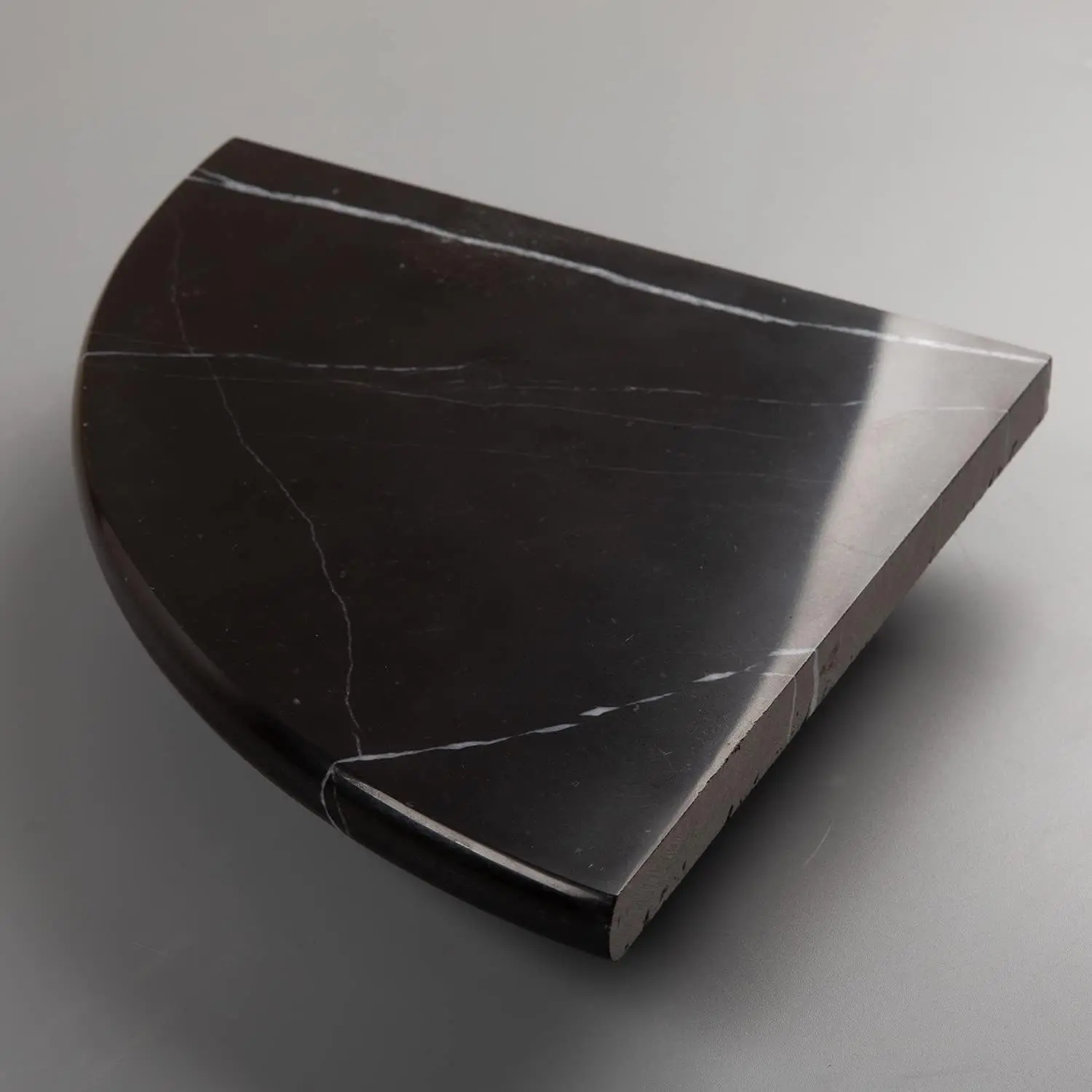 Marble Corner Shelf Wall Mount, Nero Marquina Black Marble Corner Shower Shelf, Polished 9" Round Edge Corner Shelves for Bathroom, Kitchen, Office, Living Room, 1 Piece