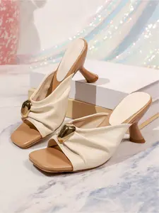 Women's French Style Square Toe High Heel Sandals, Elegant Wine Glass Heel Mules, Versatile Commuter Shoes for Dating