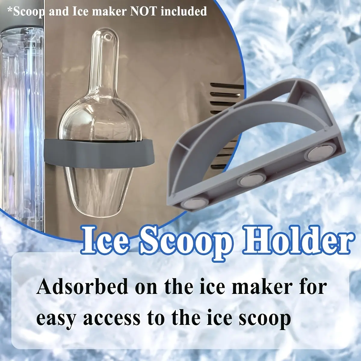 2PCS Ice Scoop Storage Holder Compatible with Opal 1.0/2.0 Ice Maker, Sturdy Plastic Spoon Organizer Box with Rest, Ice Maker Scoop Rack, Space-Saving Ice Bar Accessory for Home Kitchen, Bar, Cafe and Refrigerator Storage