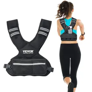 VEVOR Adjustable Weighted Vest,  11-20lb Weight Vest with 6 Ironsand Weights and  Reflective Stripe, Body Weight Vest Exercise Set for Men Women, Workout Equipment for Strength Training Running Jogging