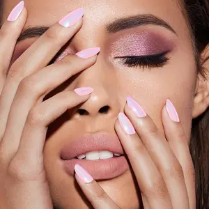 STATIC NAILS Reusable Pop-On Like-Acrylic Manicures - Digital Pink Round - Long-Lasting Alternative to Salon Gels, Dips, Acrylics, Press-On Nails