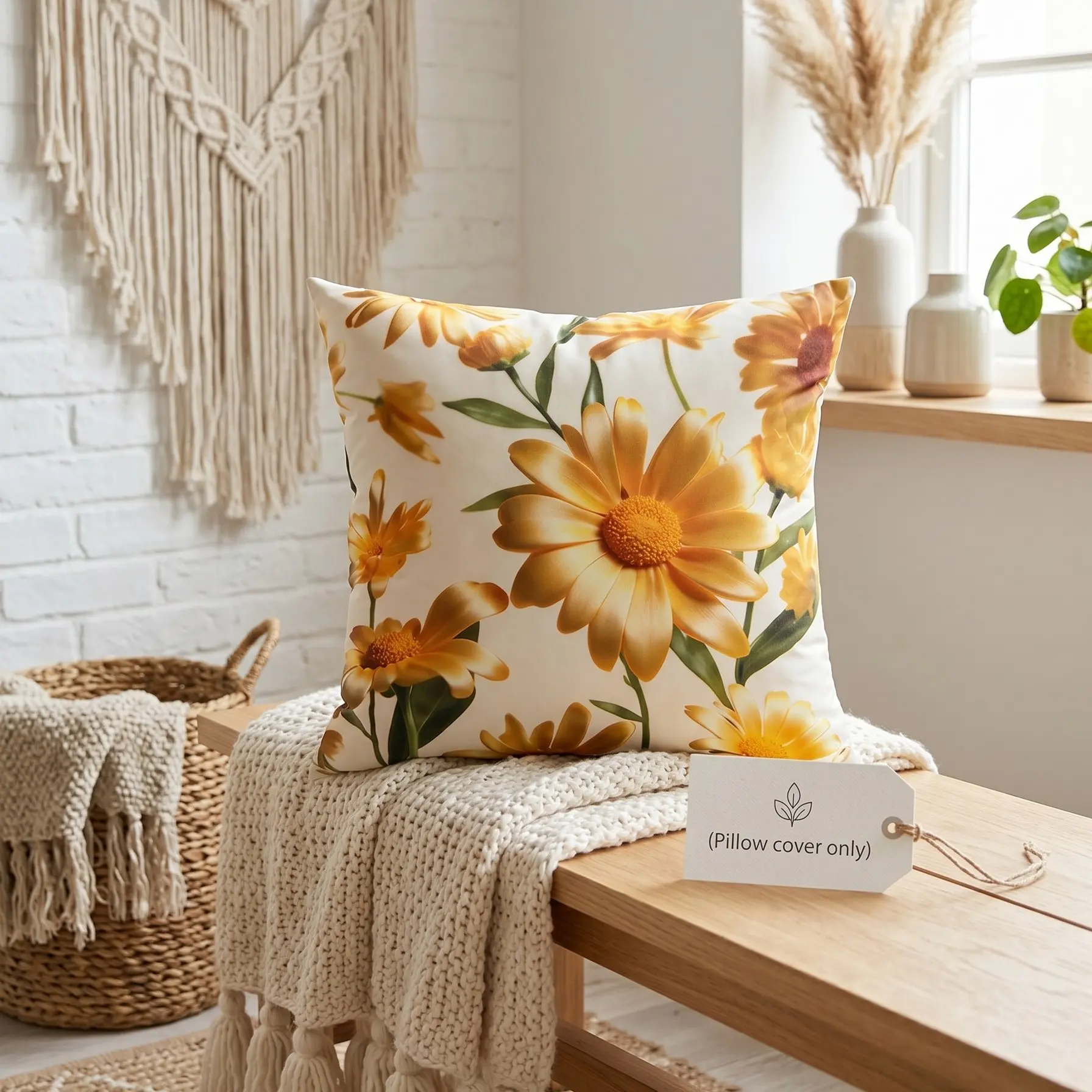 4Pcs Vibrant Sunflower & "Hello Sunshine" Pillow Covers | Bright Yellow Floral Aesthetic Cushion Case for Outdoor Patio & Living Room | Instant Summer Home Transformation (Covers Only)