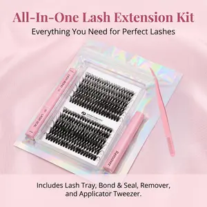 Mixed Length False Eyelashes with Bond and Seal & Remover & Tweezers&Eyelash Curler, Natural Eyelash Extensions, Faux Clusters Lash for Eyelash Enhancements, Lashes Glue Extension, Individual Eyelash, Lashes Clusters, Cosmetic, Flawless Makeup Lightweight