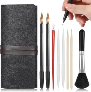 9 Pcs Scratch Art Tools, Scratch Painting Art Tool Scratching Drawing Tool Set Including Tool Bag, Scratch Coloring Pens, Plastic and Wooden Stylus, Scraper, Clean Brush