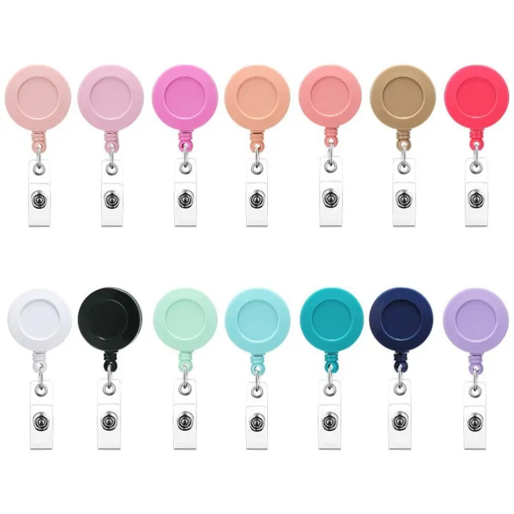14PCS Retractable Badge Reel, Clips Holder Mixed Solid Color Nurse Students Doctor ID Badge Holder for Hanging ID Card Name Key Chain