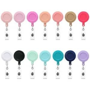 14PCS Retractable Badge Reel, Clips Holder Mixed Solid Color Nurse Students Doctor ID Badge Holder for Hanging ID Card Name Key Chain