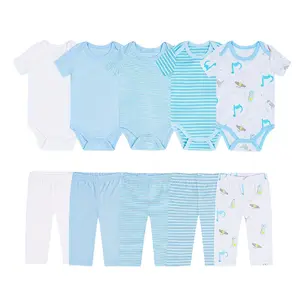JY.COZY FOR BABY Baby Girl Boy Clothes Unisex Onesie Set Emerald Green 10 Pieces Organic Cotton 5 Bodysuits 5 Pants Newborn Pajama Infant Outfits Suits Hypoallergenic Breathable Stretchy OEKO-TEX Certified for All Seasons Playdate Christening Photo Shoot