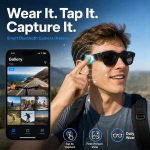 2026 New Model AI Smart Glasses with Camera, 8MP HD Video Recording Bluetooth Glasses, Hands-Free POV Camera Glasses with Open Ear Audio, Voice Assistant, Translation, Photochromic Lens for Travel, Driving, Gifts