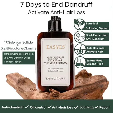 【EASYES】 Anti-Dandruff & Hair Thickening Shampoo | 1% Selenium Sulfide + 0.2% Piroctone Olamine | 11 Herbal Actives for 78% Less Flakes & +38% Density in 7 Days | #ScalpCare #HairGrowth-BQ, Haircare
