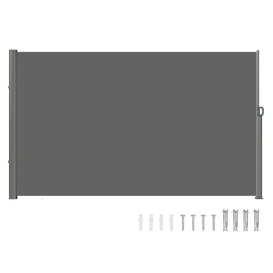 【Summerfinds】 Retractable Side Awning Privacy Screen, 71''x118'' Aluminum Frame, 280g Polyester Waterproof UV 30+ Wind Screen, Room Divider for Patio, Balcony, Graydealsforyoudays