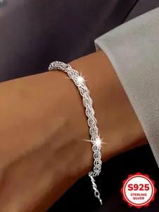 S925 Sterling Silver Fashion Phoenix Tail Design Bracelet, Fashion Jewelry for Party, Daily Clothing Decor, Trendy All-match & Exquisite Jewelry for Birthday Gift, Elegant Jewelry Bracelet