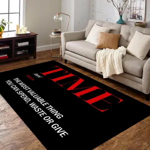 Black And Red Doormat, Time Pattern Carpet, Living Room Doormat, Home Decor Carpet, Motivational Words Doormat, Digital Doormat For Your Home
