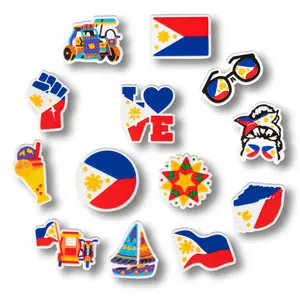 Filipino Shoe Charms Country 13PCS PVC Clog Pins Accessories Party Favors Birthday Gifts Holidays Decoration for Boys Women Girls