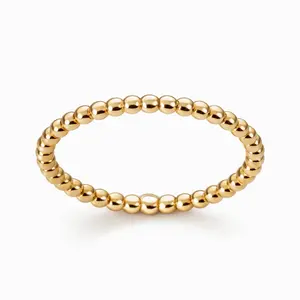 14k Gold Bead Ball Stackable Ring - Multi-Colored Beads in a Round Design