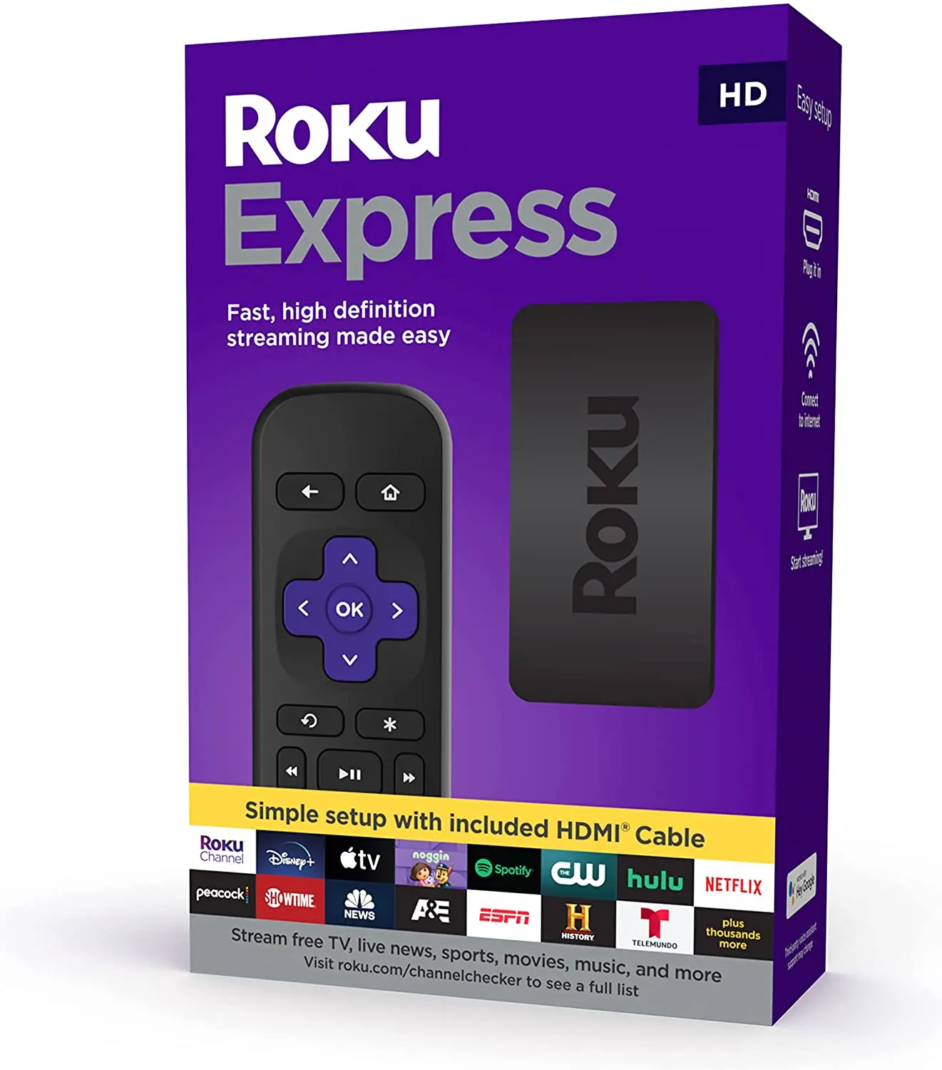 Roku Express | HD Streaming Media Player with High Speed HDMI Cable and Simple Remote