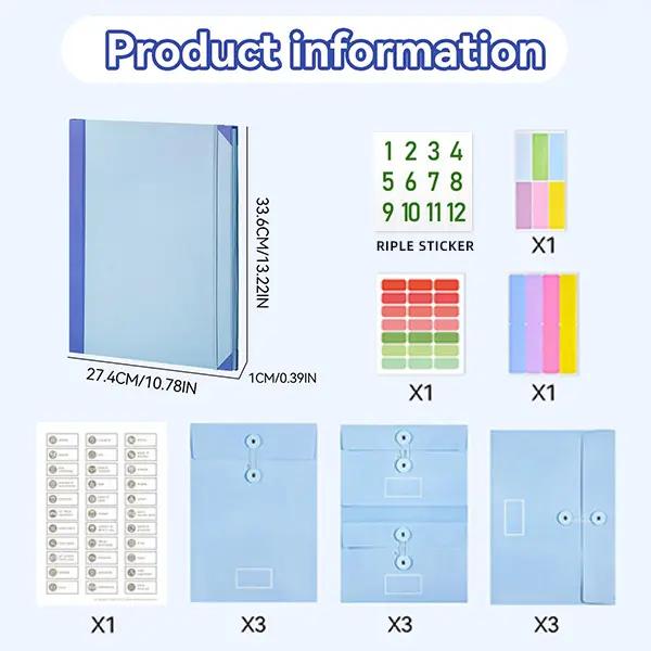 Expandable Accordion File Organizer Manila Pocket Document Folder for Passports, Birth Certificates & Important Papers, Office & Home Storage,Important Documents,Home Office,Multi Pocket