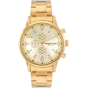Kenneth Cole Men's Gold Watch, 50mm Stainless Steel Case, Quartz Analog Movement, Water Resistant - KC51092001, Stainless Steel Watch, Quartz Analog Watch