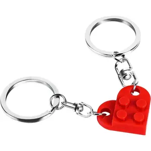 Fast Shipping-Couple Heart-Shaped Key Ring Group, Brick Heart Key Ring, Suitable for Boyfriend and Girlfriend, 2 One Matching Heart-Shaped Color Key Ring.