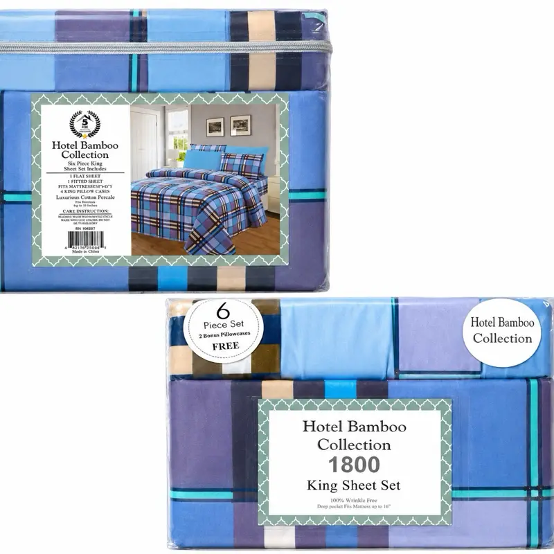 Hotel Bamboo Collection 1800 King Sheet Set – 6 Piece Set with 2 Bonus Pillowcases