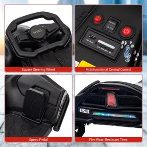 【Christmas Gift】Black 24V Ride On Drift Car For Kids With 180W Brushless Motor Quieter Drift Control One Button Start Music Front And Tail Led Lights Low Power Alarm Suitable For Ages Eight And Up Max Load 110 Pounds Black