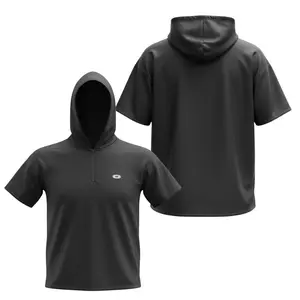 Elite Men’s 1/4 Zip Black Fleece Short Sleeve Hoodie