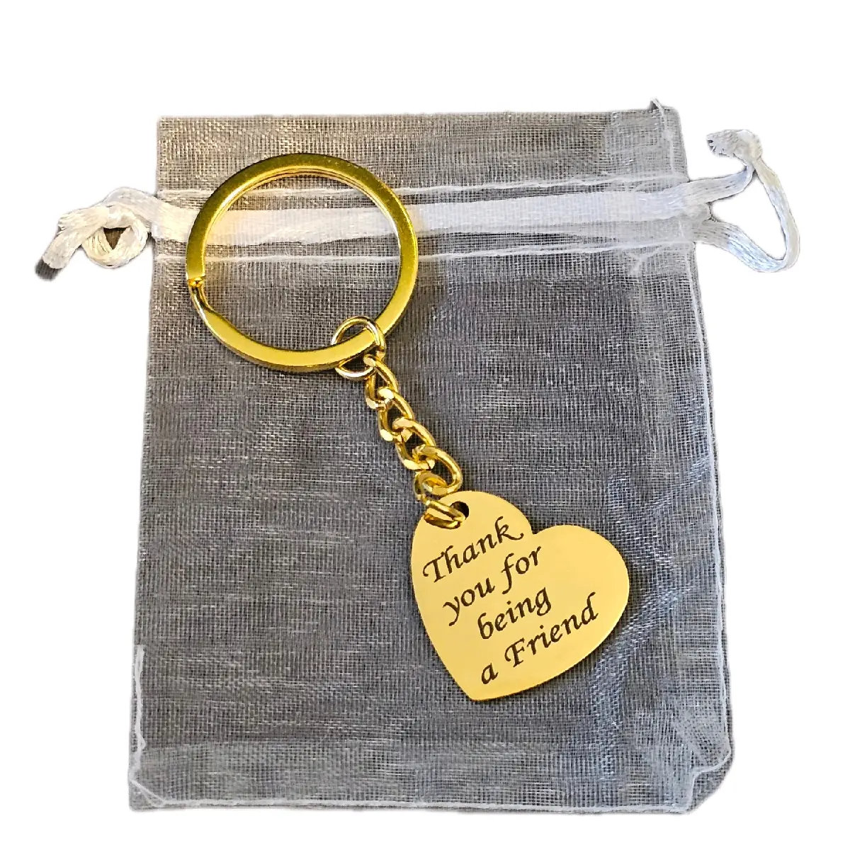 Thank You for Being a Friend - Gold Powder Coated Stainless Steel Heart Keychain Inspired by The Golden Girls mini keychain
