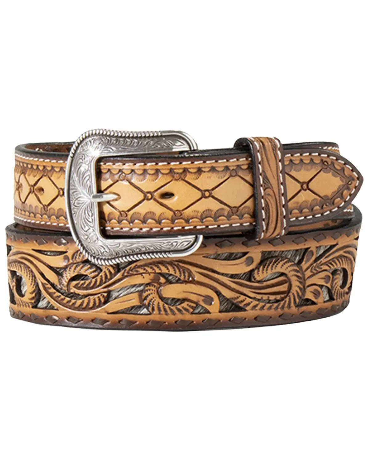 M & F Western Men's And Men'S Tooled Leather Belt - D100016302