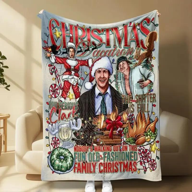 Christmas-Themed Contemporary Animal Prints Blanket "Christmas Vacation" - Holiday Fun Throw for Home/Outdoor Movie Nights, Sofa Decor, AC Use, Gift Option
