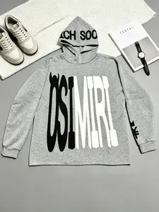 OSIMIRI Winter Outfit Hip-Hop Style Hooded SweatshirtLoose Fit Hoodies for Men Leisure Essential Alpha BetfoamY2K Streetwear Christmas Gifts Casual Pullover SportswearTops Clothes Menswear Sporty