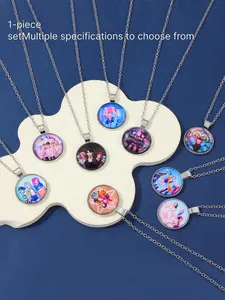 A circular necklace with a colored circular pendant made of time - honored gemstones from Kpop Demon Hunters. It is suitable for occasions such as daily wear, vacations and dating, and also makes a pleasantly surprising and delicate small gift.