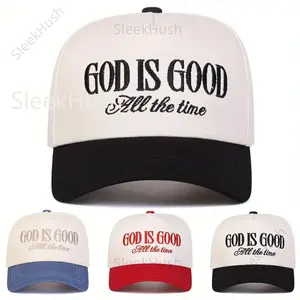 Unisex 5-Sided Baseball Cap, GOD IS GOOD Embroidered Letter Patchwork, Adjustable Size Sun Protection Hats, All Seasons Leisure Headwear for Outdoor Use (Travel, Beach),summervibes