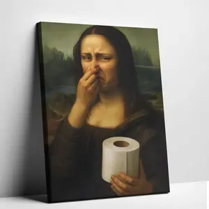 Funny 'Stinky Mona Lisa' Parody Wall Art – The Ultimate Meme-Worthy Home Decor perfect for adding a chaotic, laugh-out-loud vibe to your bathroom, bedroom, or living room