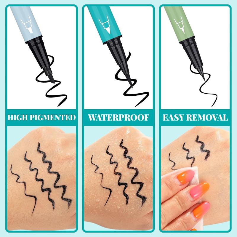 UCANBE 3pcs Black Liquid Eyeliner Kit - Different Sleek Brush Tips for Precision: Micro Fine, Slim Angled, and Thick Marker. Waterproof, Long-Lasting (24H), Quick Dry, Smudge-Resistant, Perfect for Daily & Bold Looks, Festivals, Parties, and Gifts