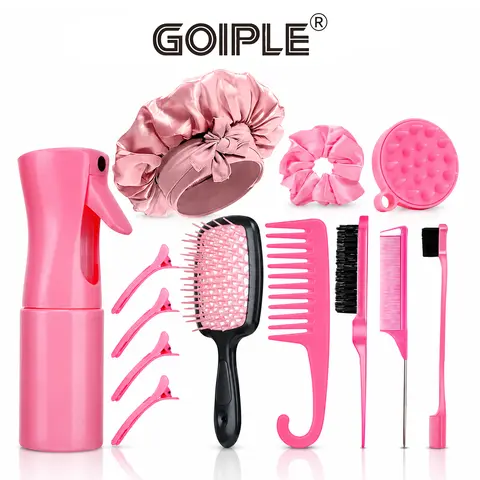 Goiple 13-Piece Curly Hair Kit Set, Hair Tools with Edge Brush, Scalp Massager & Spray Bottle for Detangle & Daily Styling Accessories