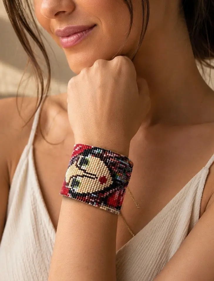 Women's Czech Seed Bead Bracelets - Handwoven Frida-Inspired Artistic Aesthetics, Adjustable Stack Bracelets, Lightweight Arm Candy Accessories for Daily Wear