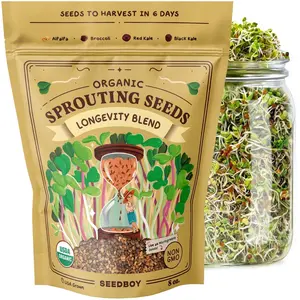 Longevity Blend Sprouting Seeds, Organic & Non-GMO  – 8 oz Bag