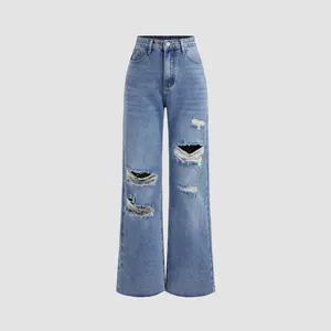 Cider [6 colors, size XXS Petite-XL Petite] Petite High Waist Ripped Straight Leg Jeans