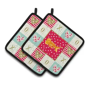Goldfish Themed Bubble-Eyed Love Design Thick Fabric Pot Holders - 7.5x7.5 in Hanging Oven Mitts, Kitchenware Bakeware Accessory for Kitchen Use