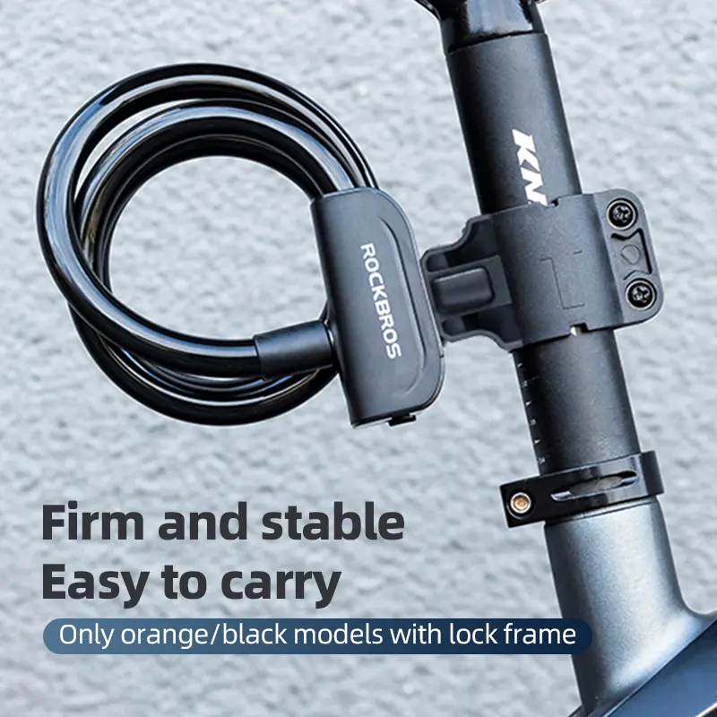 ROCKBROS 3 ft Fixed Length Bike Lock, Lightweight Coiled Cable Bike Accessory for Cycling, Equipped with Secure Mounting Bracket
