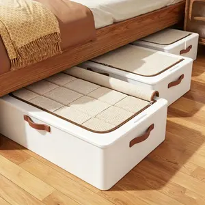 2pcs Under Bed Storage Organizer  Underbed Bins with Wheels And Lid Metal Underbed Storage Containers Under Bed Rolling Storage for Clothes, Bedding, Shoes, Blankets, Books, Under-Bed Storage foldable storage boxes