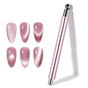3-in-1 Cat Eye Magnet for Nails Multi-Functional Double Head Rotating Ball Magnetic Stick for Cat Eye Gel Polish, Strong Cateye Magnets Nail Art Tools for Women, Rose Gold